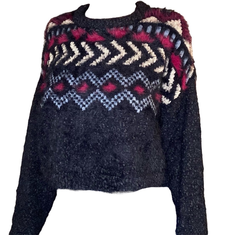 Arizona Jean Co navy blue pattered crop length sweater size extra large